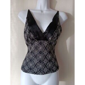 PS Per Seption Black & White Floral Sheer Pattern Tank Top Size Medium